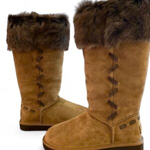 UGG Brown Fur-Trimmed Winter Boots
